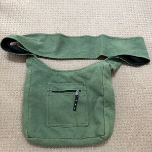 Green Canvas Crossbody Sling Bag